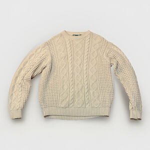 Timber Trail mens acrylic pull over cable knit sweater fisherman ivory Size M